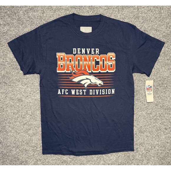 Denver Broncos T-Shirt Football NFL Team Apparel Navy Blue Men’s Size Medium NWT - Picture 1 of 5